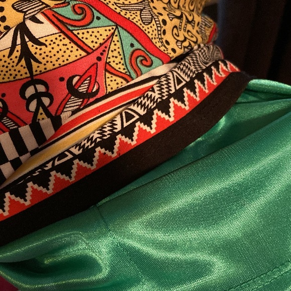 Laundry by Shelli Segal bell sleeve mirrored pattern lined colorf dress size 10 - Picture 8 of 9